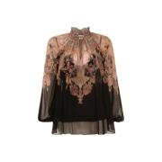 Zwarte Cashmere Billow Illustratie Blouse Zimmermann , Multicolor , Da...