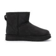 Classic II Mini Zwarte Leren Enkellaars UGG , Black , Dames