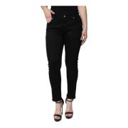 Zwarte Skinny Denim Jeans met Logo Dolce & Gabbana , Black , Dames