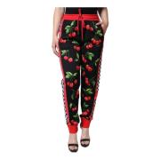 Kersenprint Joggerbroek Zwart Rood Dolce & Gabbana , Multicolor , Dame...