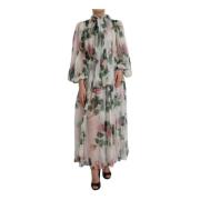 Rozenprint Zijden Maxi Jurk Dolce & Gabbana , Multicolor , Dames