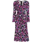 Bloemen Midi Jurk met Gerimpeld Detail Diane Von Furstenberg , Multico...