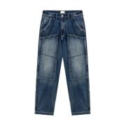 Super Knee Denim Jeans Blauw Amish , Blue , Heren