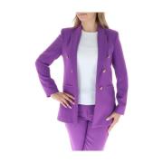 Paarse Double Breasted Blazer Kantoor Kleding Sol Wears Women , Purple...