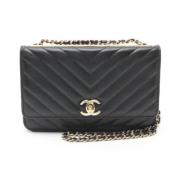 Pre-owned Leather shoulder-bags Chanel Vintage , Black , Dames