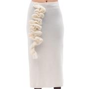 Beige Ruffle Appliqué Gebreide Pencil Rok Liviana Conti , Beige , Dame...