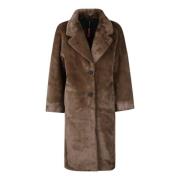 Eco Fur Kimono Coat RRD , Brown , Dames