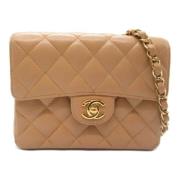 Pre-owned Leather shoulder-bags Chanel Vintage , Beige , Dames