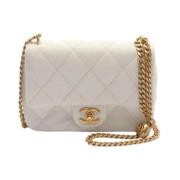 Pre-owned Leather shoulder-bags Chanel Vintage , White , Dames