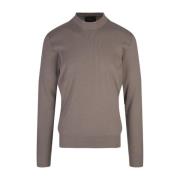 Taupe Zijdeblend Ribgebreide Sweater Hugo Boss , Brown , Heren