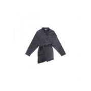 Wikkeljurk in Donkergrijze Jacquard Balenciaga , Black , Dames