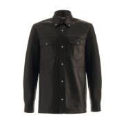 Leren shirt met zakken John Richmond , Black , Heren