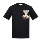 Bedrukt T-shirt Moschino , Black , Heren