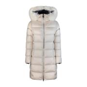 Hooded Middellange Glanzende Jas Colmar , White , Dames