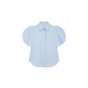 Wijdvallende Shirt Blauw Franse Kraag Korte Mouwen Stella McCartney , ...