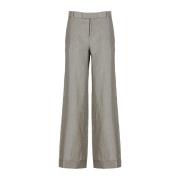 Grijze Linnen Broek met Riemlussen Brunello Cucinelli , Gray , Dames