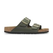 Geolied leren damessandaal Birkenstock , Green , Dames