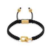 Men's Black String Bracelet with Gold Interlocking Rings Nialaya , Yel...