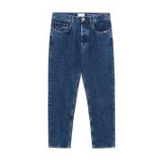 Denim Straight Jeans met Iconische Details Amish , Blue , Heren