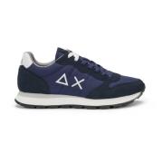 Blauwe Suède Sneakers Wit Logo Sun68 , Blue , Heren