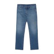 Laagbouw blauwe jeans met rode patch Palm Angels , Blue , Heren