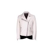 Gedurfde Bikerjas met Metalen Ritsen Moorer , Beige , Dames