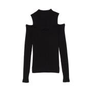 Zwarte Wol Cold Shoulder Trui D.Exterior , Black , Dames