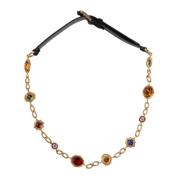 Kristal Ketting Leren Taille Riem Dolce & Gabbana , Yellow , Dames