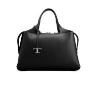 Zwarte schoudertas met logo detail Tod's , Black , Dames