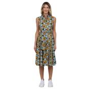 Mouwloze chemisier jurk met tailleband Caliban , Multicolor , Dames