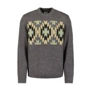 Zijden Jacquard Crewneck Pullover Aztekenprint No Excess , Gray , Here...