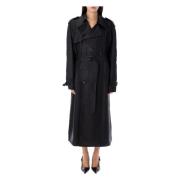 Zwarte Zijden Trenchcoat Buitenkleding Saint Laurent , Black , Dames