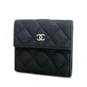 Pre-owned Leather wallets Chanel Vintage , Black , Dames