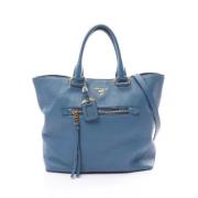 Pre-owned Leather totes Prada Vintage , Blue , Dames