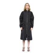 Stijlvolle Waterdichte Trenchcoat met Hoge Kraag MeiMeiJ , Black , Dam...