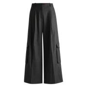 Flanellen Cargo Broek met Wijde Pijpen Hugo Boss , Gray , Dames