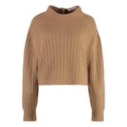 Mock Turtleneck Wol Kasjmier Trui Max Mara , Brown , Dames