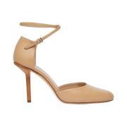 Beige Leren Mary Jane Sandalen Max Mara , Beige , Dames