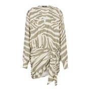 Gedrapeerde jurk met zebraprint Balmain , Beige , Dames