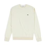 Beige Katoenen Trui met Geborduurd Monogram Lacoste , Beige , Heren