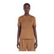 Katoenen jersey T-shirt met korte mouwen en reliëflogo Max Mara , Brow...