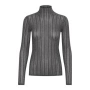 Gestreepte Pullover Sweater Gun Metal Soaked in Luxury , Black , Dames