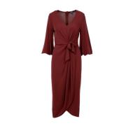 Elegante Bordeaux Midi Jurk met Wikkelrok Ralph Lauren , Red , Dames