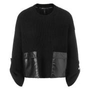 Gebreide Crew-Neck Sweater met Glanzende Patches Marc Cain , Black , D...