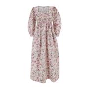 Bloemen Vierkante Hals Lange Jurk Ganni , Multicolor , Dames