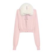 Roze Bont Trim Crop Sweater Sportmax , Pink , Dames