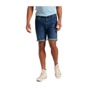 Flex Denim Shorts Blauw Effen Lee , Blue , Heren