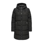 Lange Pufferjas met Capuchon Only , Black , Dames