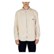 Chunky Biologisch Katoenen Herenoverhemd Tommy Jeans , Beige , Heren