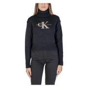 Chenille Monologo Dames Trui Calvin Klein Jeans , Black , Dames